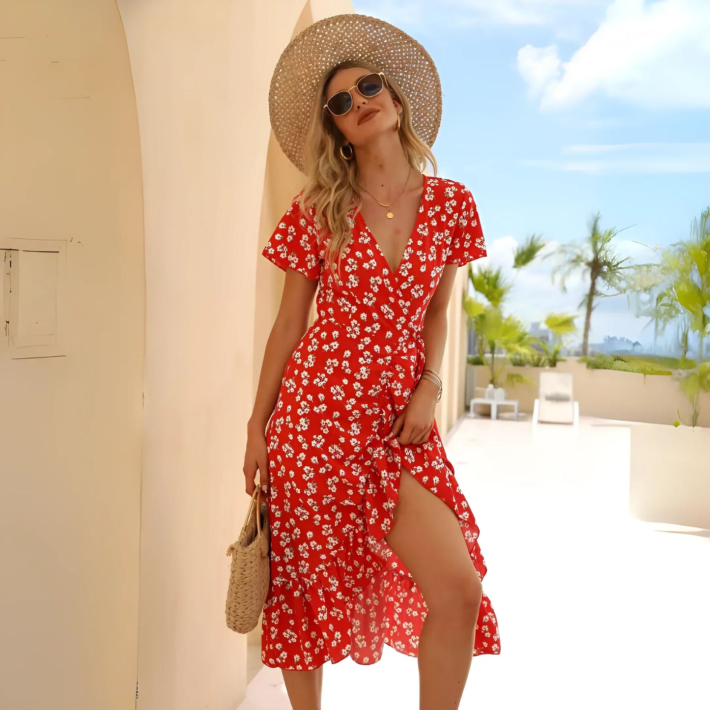 Alina - Stijlvolle Chiffon Bloemenjurk