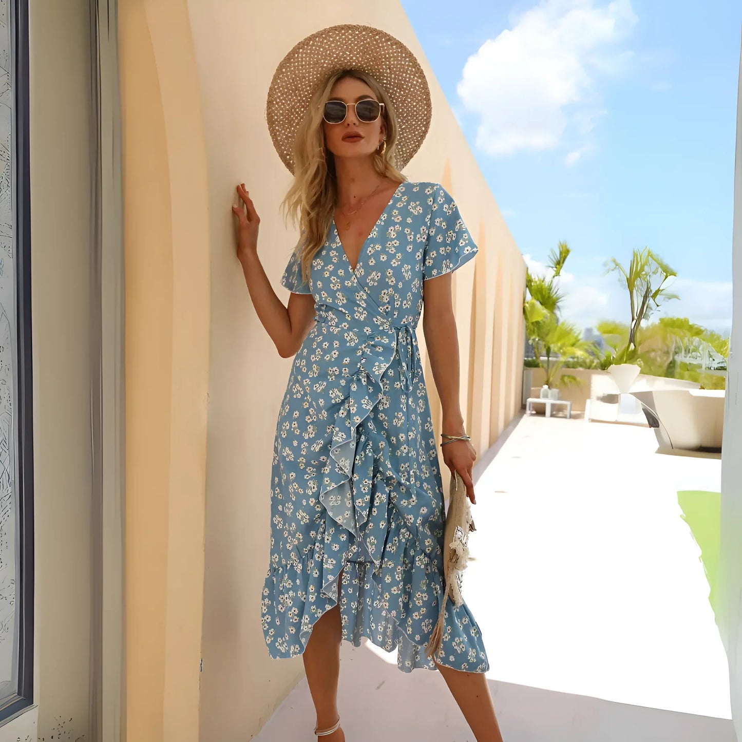Alina - Stijlvolle Chiffon Bloemenjurk