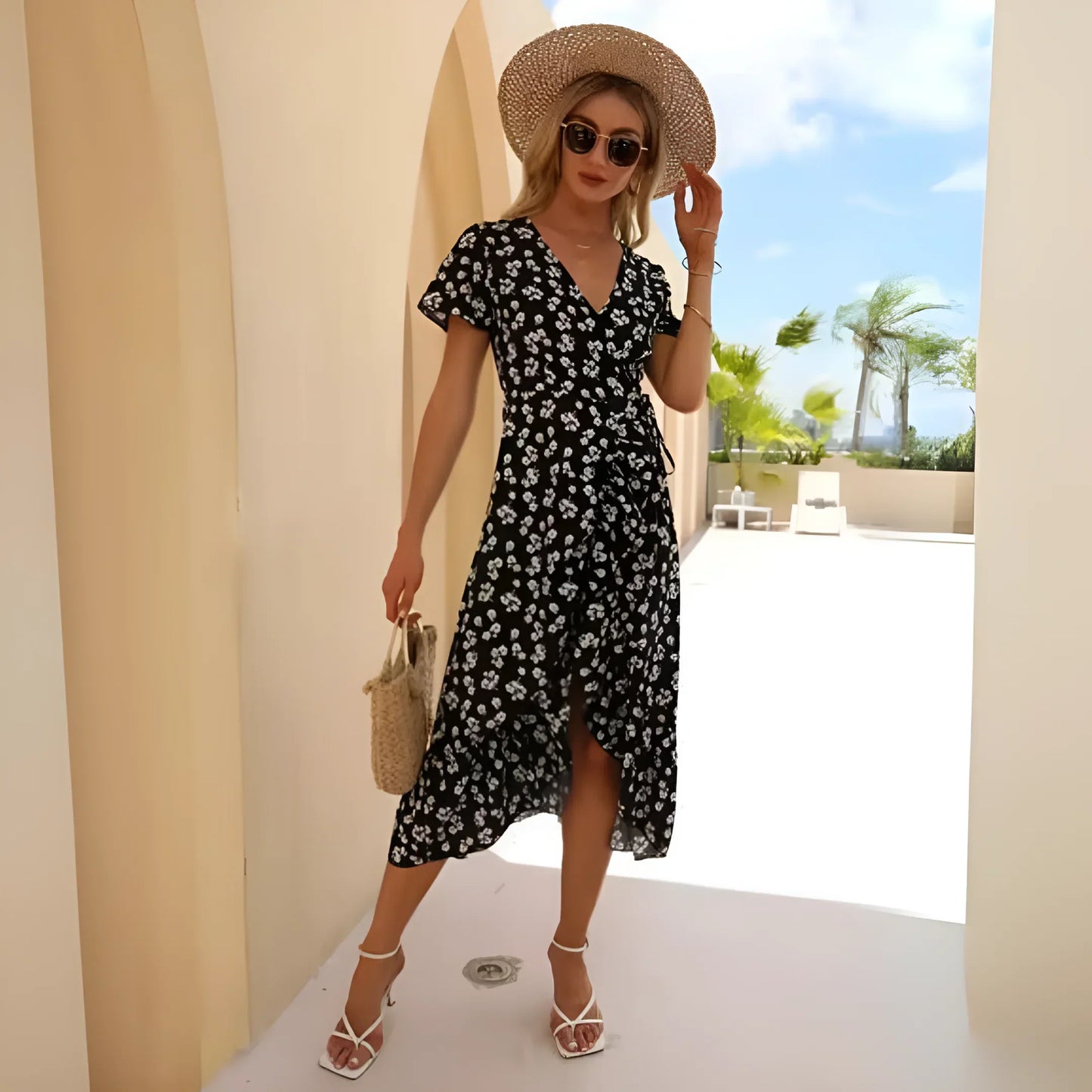 Alina - Stijlvolle Chiffon Bloemenjurk